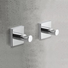 Set of Bathroom Hooks, Polished Chrome